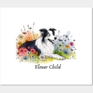 Flower Child - Border Collie Posters and Art